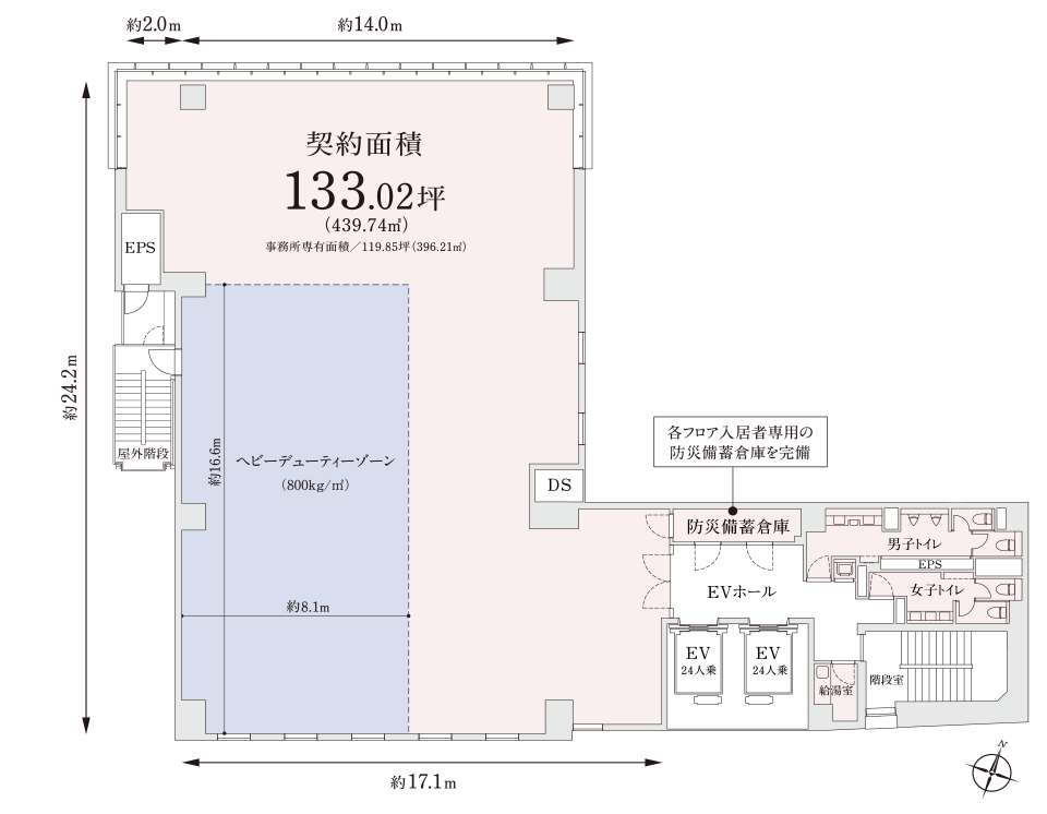 基準階（2〜8F）平面図